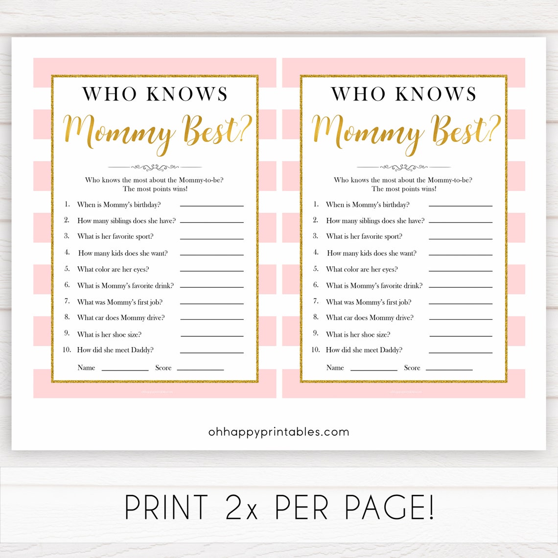 Parisian Who Knows Mommy Best Quiz Baby Shower Games Paris | Etsy