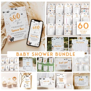 Little Boo Baby Shower Bundle, Halloween Baby Shower Party Decor, Neutral Ghost Halloween Baby Shower Games, Baby Shower Bundle LB2