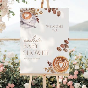 A Baby Is Brewing Baby Shower Welcome Sign, Editable Baby Is Brewing Decor, Coffee Bean Baby Shower Welcome Decor, Baby Decor Template ABB