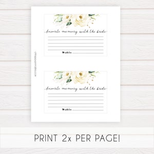 Favorite Memory With the Bride Printable, Bridal Shower Games, Floral ...