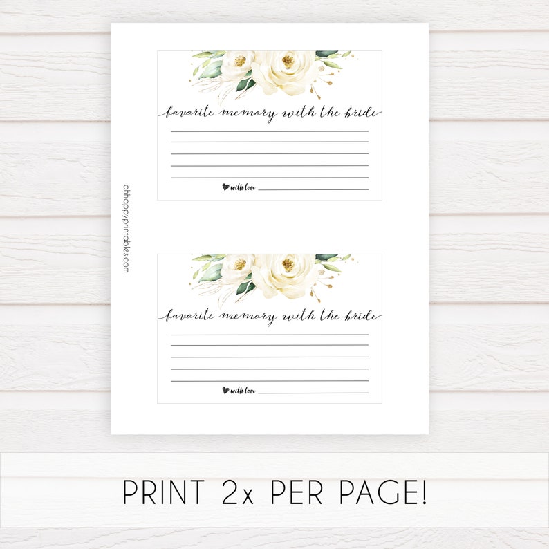 Favorite Memory With the Bride Printable Bridal Shower Games | Etsy