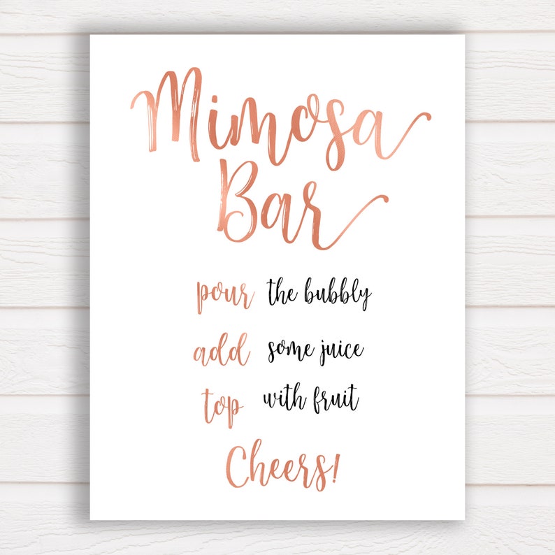 Rose Gold Mimosa Bar Sign Mimosa Bar Printable Rose Gold - Etsy