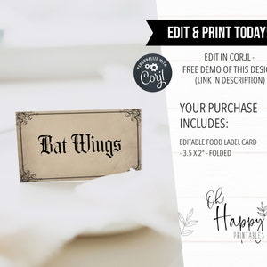 Antique Halloween Food Tent Printable Template, Adult Halloween Party ...