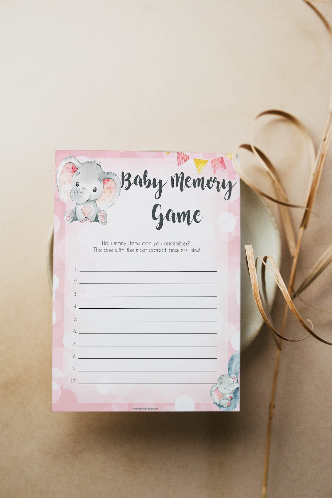 Baby Shower Memory Game Printable Baby Shower Games Pink Etsy