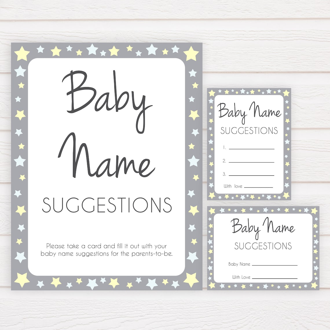 Stars Baby Shower Baby Name Suggestion Game Printable Baby Etsy