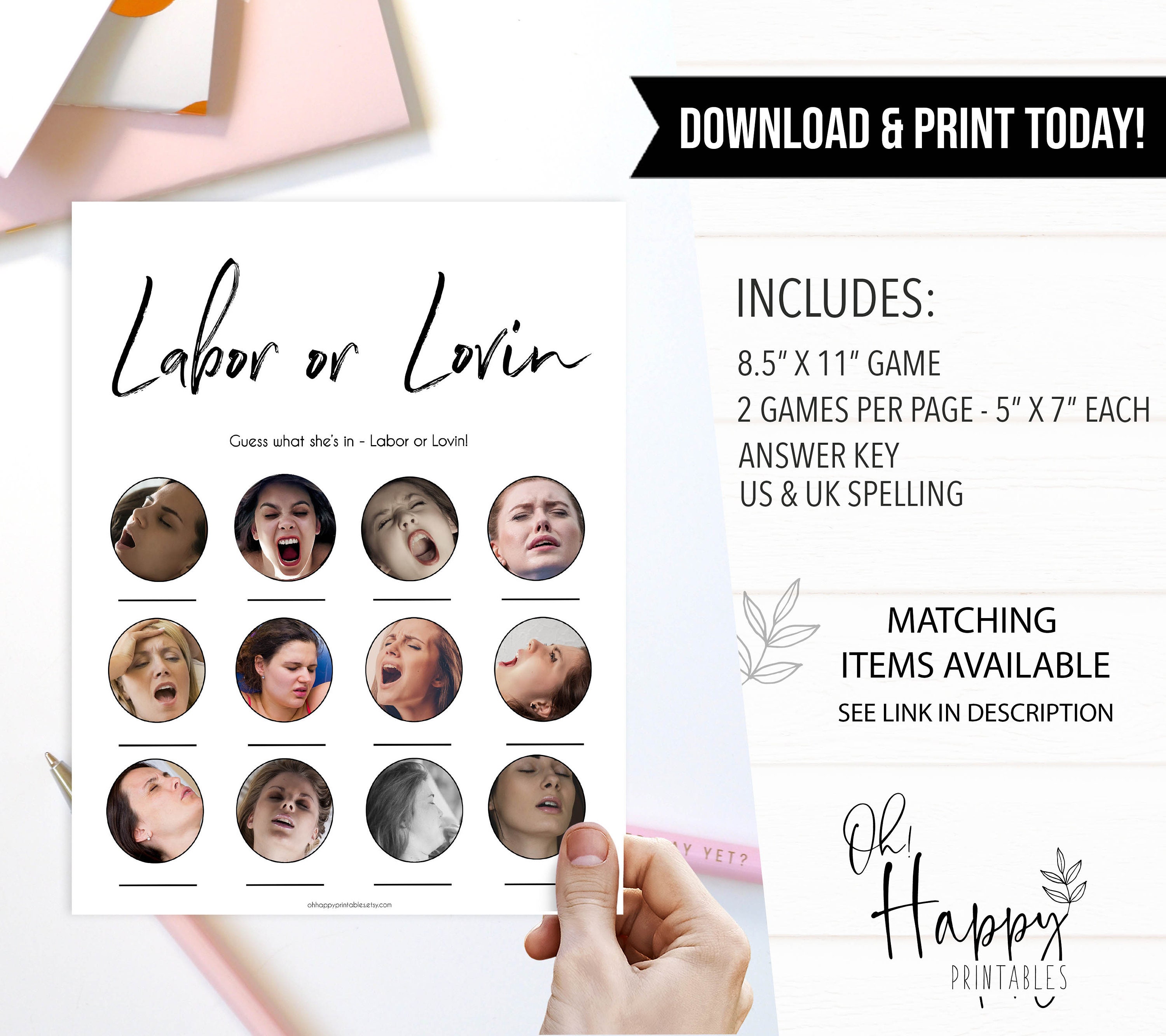Labor or Lovin Game Printable Baby Shower Games Labour or - Etsy