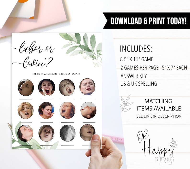 Labor or Lovin Game Printable Baby Shower Games Labor or - Etsy