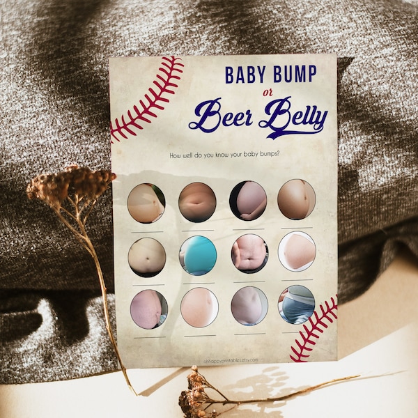 Baby Bump or Beer Belly Game, Printable Baby Shower Games, Baseball Baby Shower Games, Baby Bump Game, Fun Baby Shower Games, Baby Game BB15