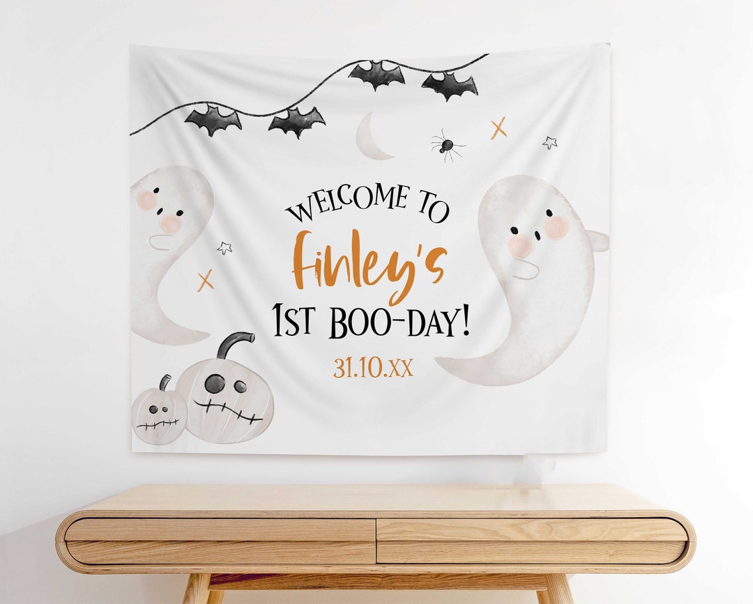 Spooky One First Birthday Welcome Backdrop, Halloween Birthday Party ...