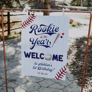 Baseball Birthday Party Welcome Sign Rookie of the Year Welcome Sign ...