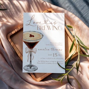 Love Is Brewing Bridal Shower Invitation, Espresso Martini Bridal Shower Invitation, Coffee Bridal Shower, Editable Bridal Coffee Invite