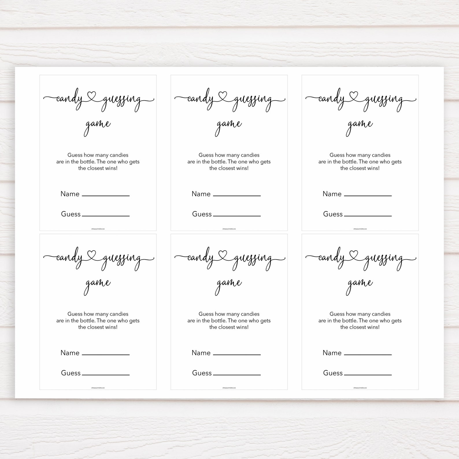 Minimalist Candy Guessing Game Printable Baby Games Candy - Etsy