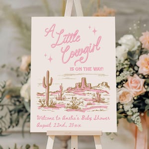 Cowgirl Baby Shower Welcome Sign, Editable A Little Cowgirl Baby Shower Welcome Sign, Western Girl Baby Shower Decor, Baby Rodeo Decor CBB
