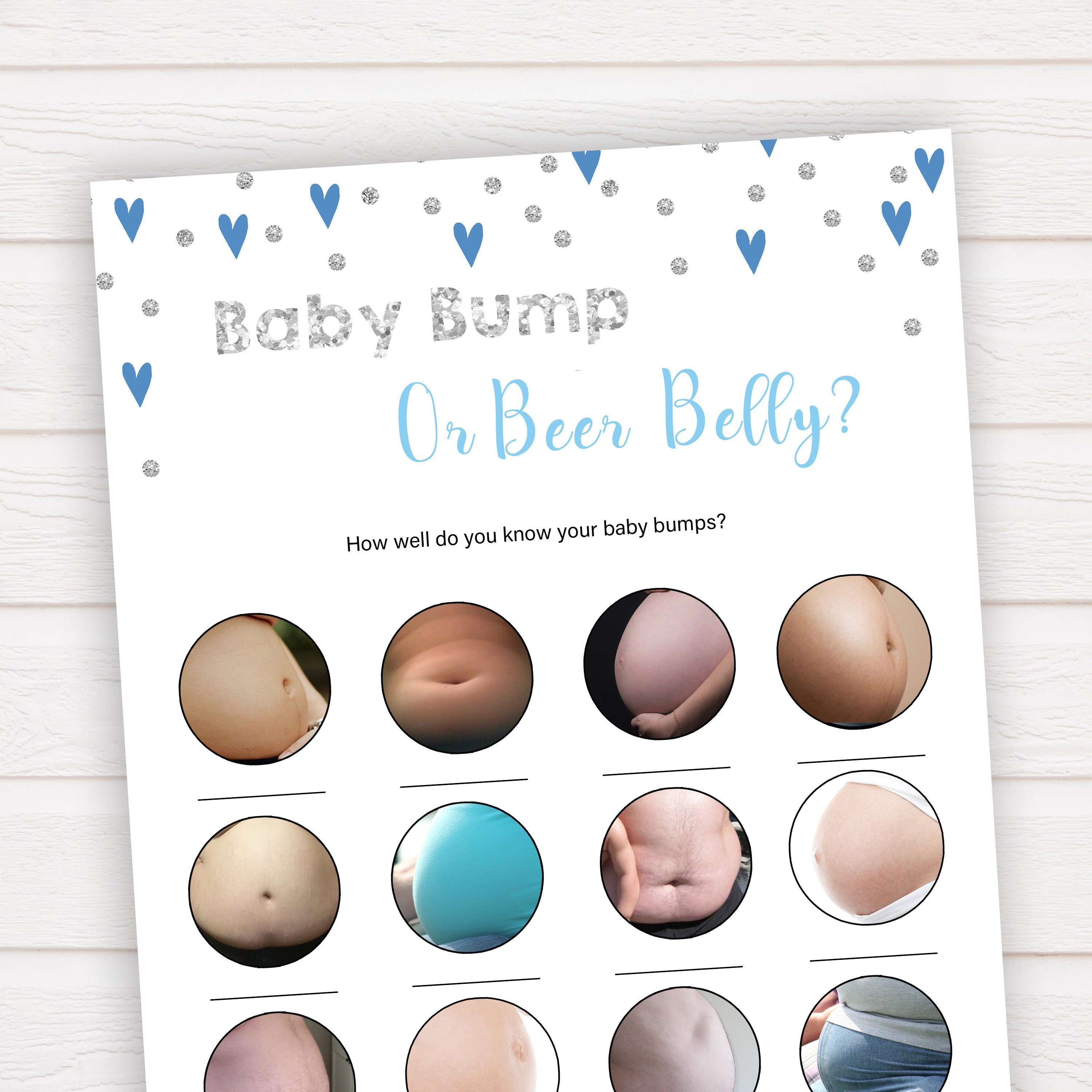 Baby Bump or Beer Belly™ Baby Bump or Beer Belly Game Blue Etsy