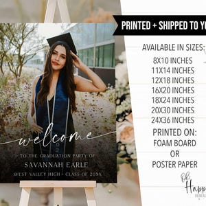PRINTED + SHIPPED Photo Graduation Welcome Sign, Faded Graduation Board, Senior College Graduation Party Welcome Sign, Graduation Backdrop