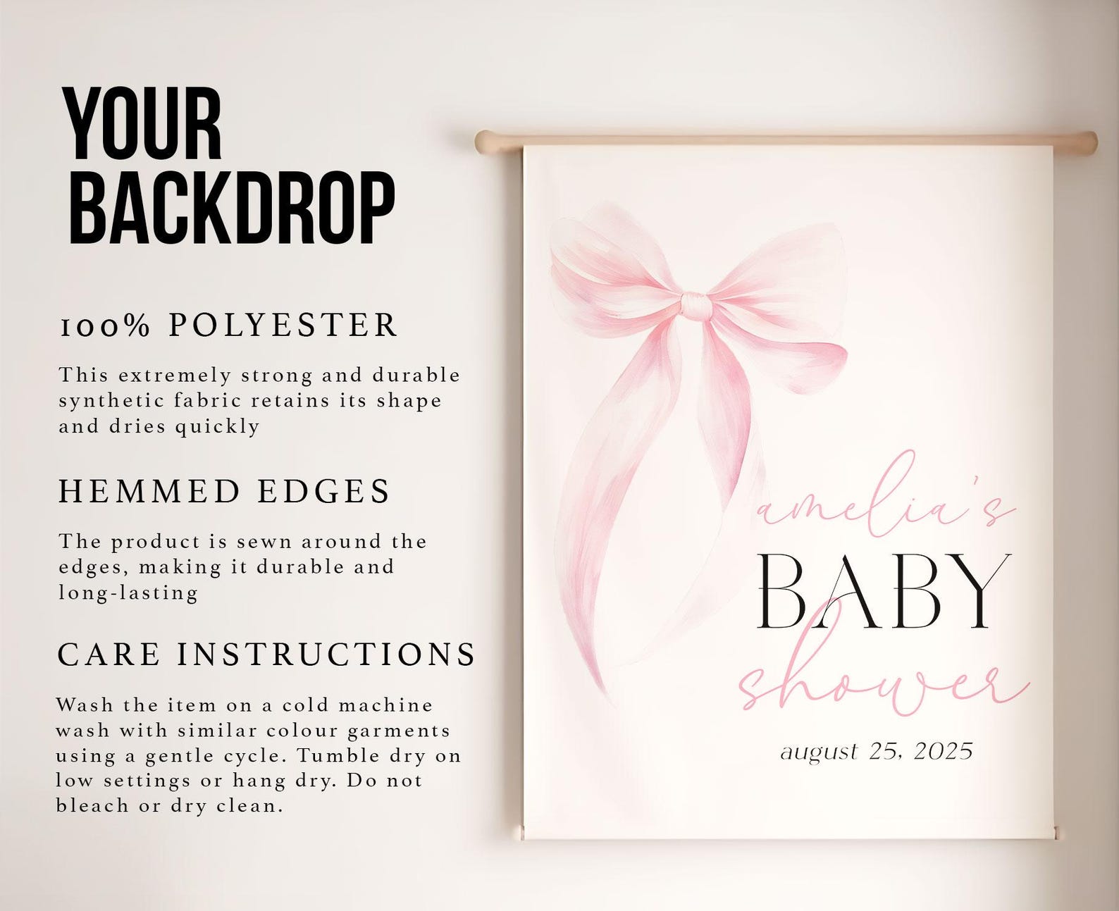 Pink Bow Welcome Sign, Pink Bow Baby Shower Welcome Backdrop, Pink Bow ...
