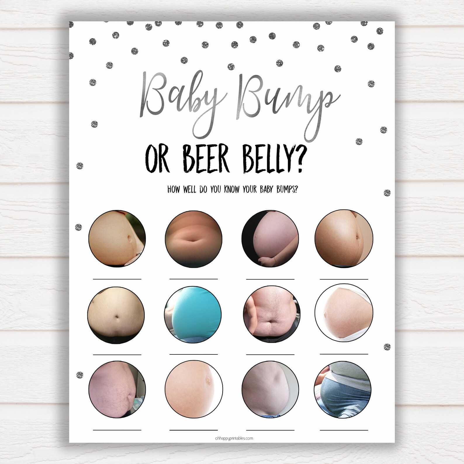Baby Bump or Beer Belly Baby Shower Games Baby Bump Beer | Etsy