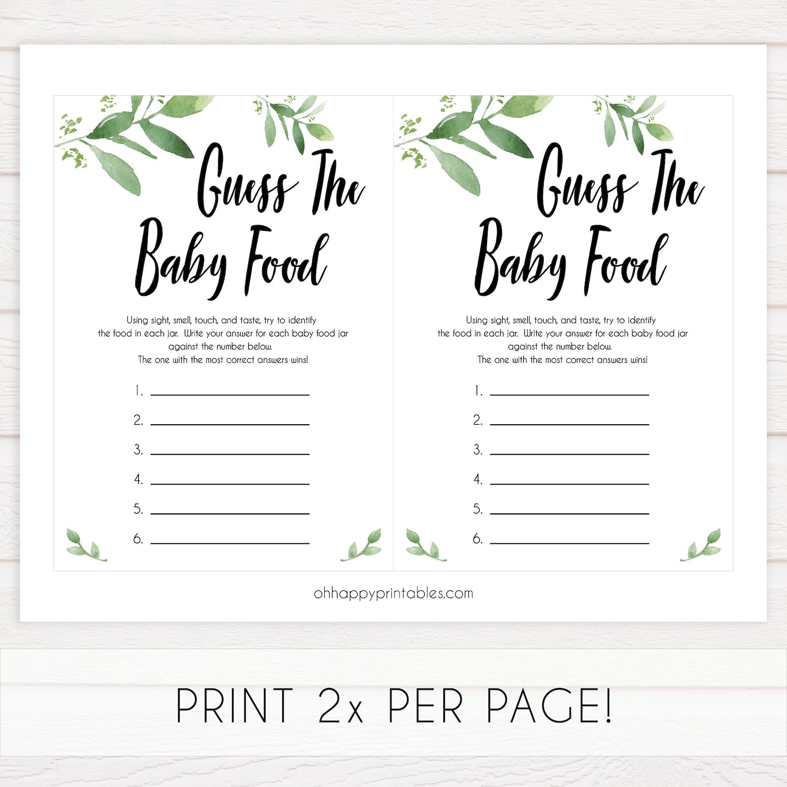 Guess the Baby Food Game Printable Baby Shower Games Baby | Etsy