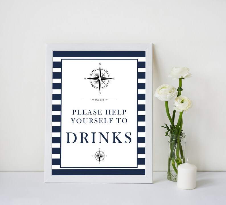 Nautical Drink Baby Shower Signs Drink Baby Shower Sign Etsy
