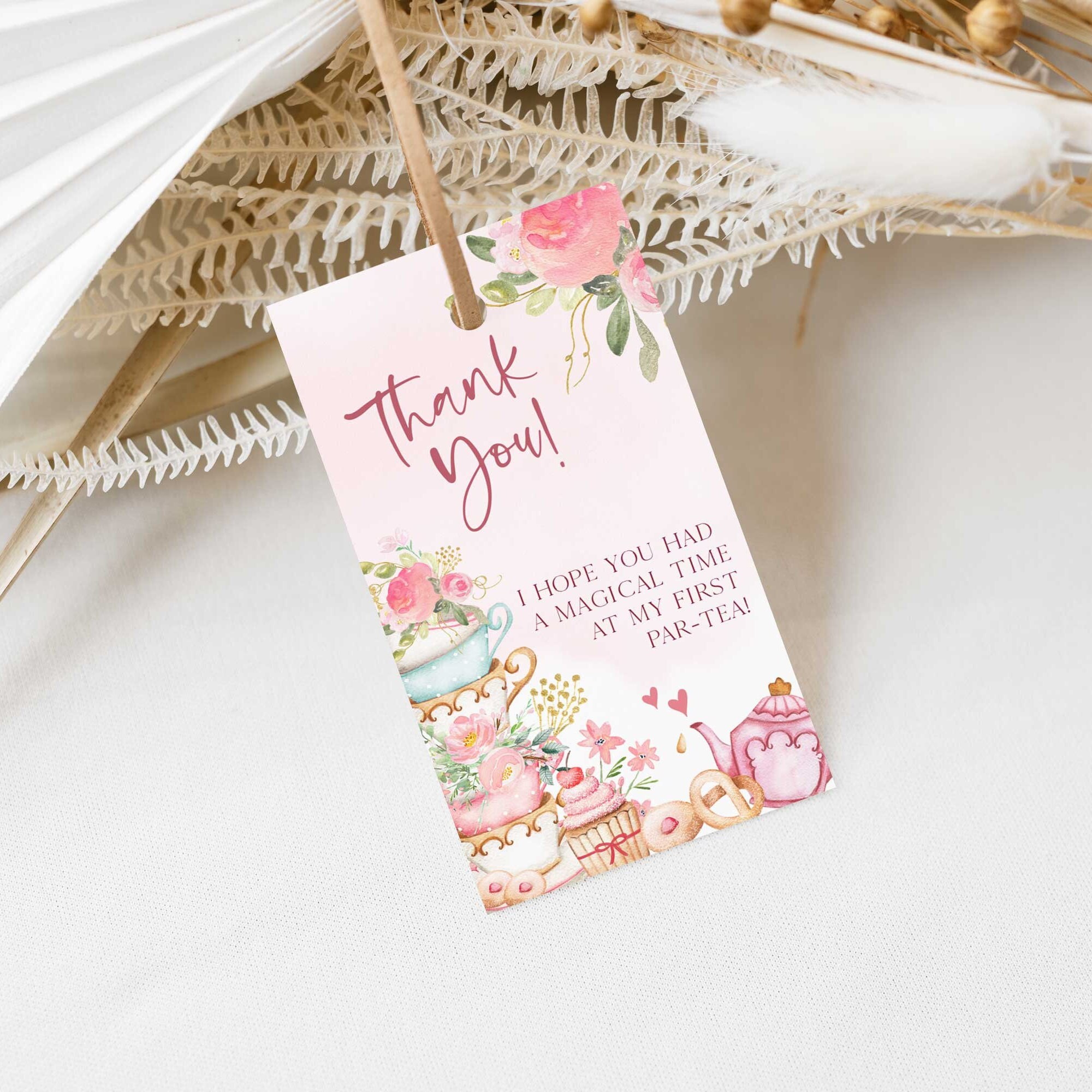 Editable Thank Youtags, Tea Party Birthday Thank You Tags, Whimsical ...