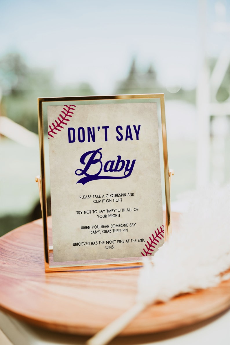 Dont Say Baby Game Printable Baby Shower Games Baseball Baby Etsy