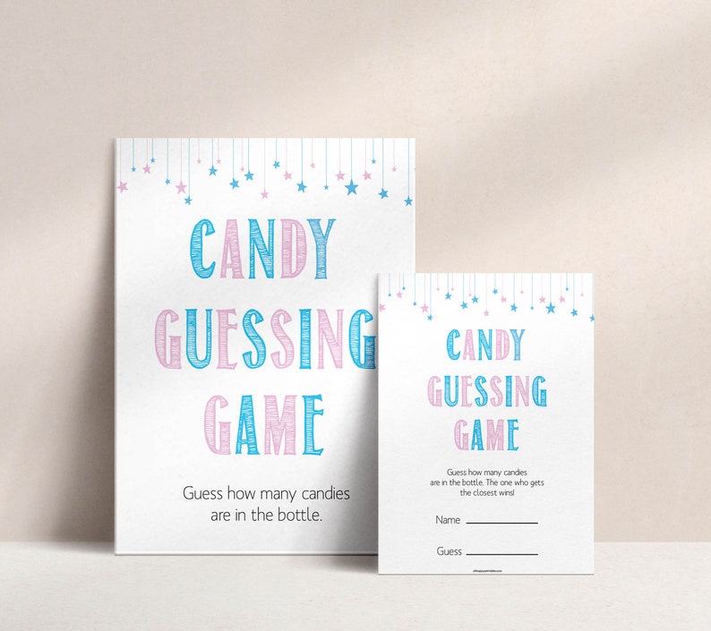 Gender Reveal Candy Guessing Game Printable Baby Games Candy Etsy