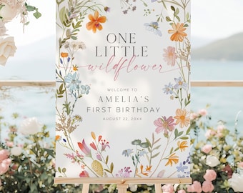 PRINTED + SHIPPED One Little Wildflower 1st Birthday Welcome Sign, Our Little Wildflower Is One, Wildflower Birthday Welcome Sign LWF