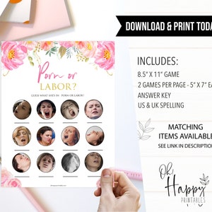 Blush Floral Baby Shower Porn or Labor Game Printable Baby - Etsy ...