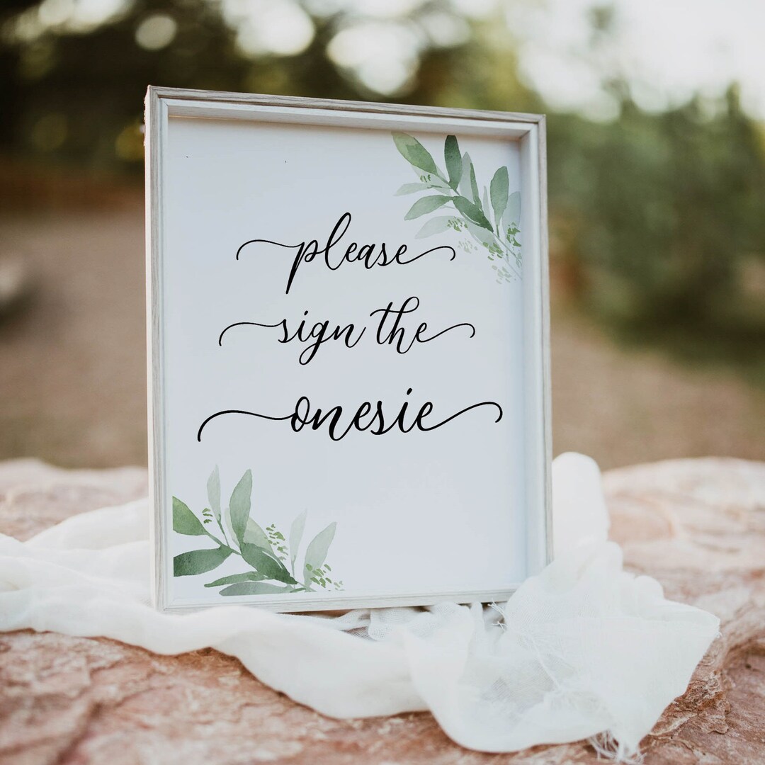 Please Sign the Onesie, Printable Baby Shower Games, Sign the Onesie ...