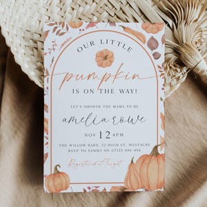 A Little Pumpkin Baby Shower Invitation, Baby Pumpkin Shower Invite, A Little Pumpkin On Way Template, Little Pumpkin Invite Printable FAB