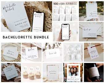 WILLOW Bachelorette Party Bundle Kit, Modern Minimalist, Editable Template, Dirty Bachelorette, Willy Game, Bachelorette Games Bundle WL1