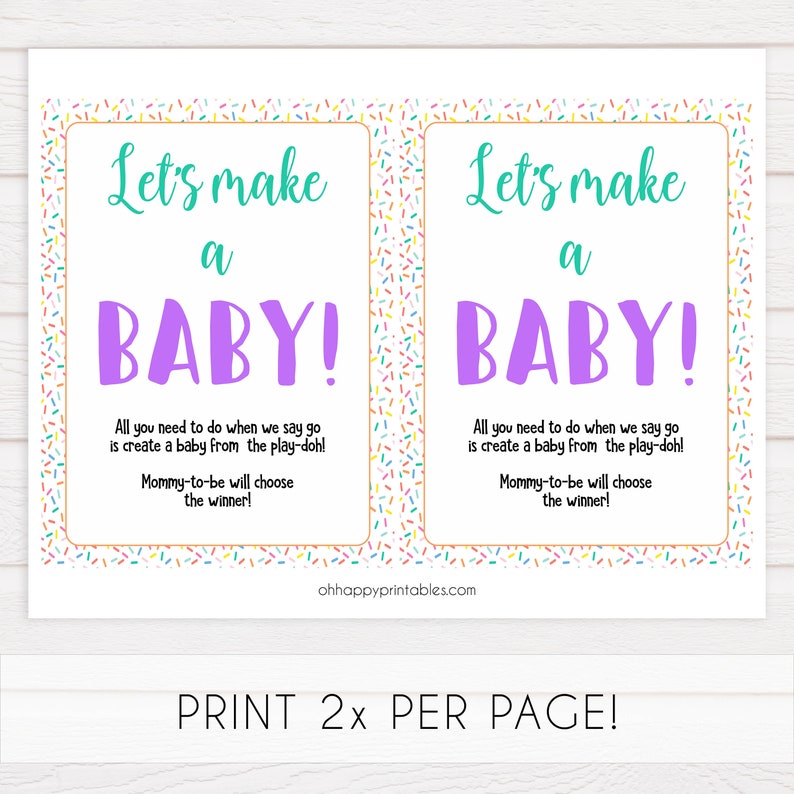 Baby Sprinkle Lets Make A Baby Game Printable Baby Games Etsy