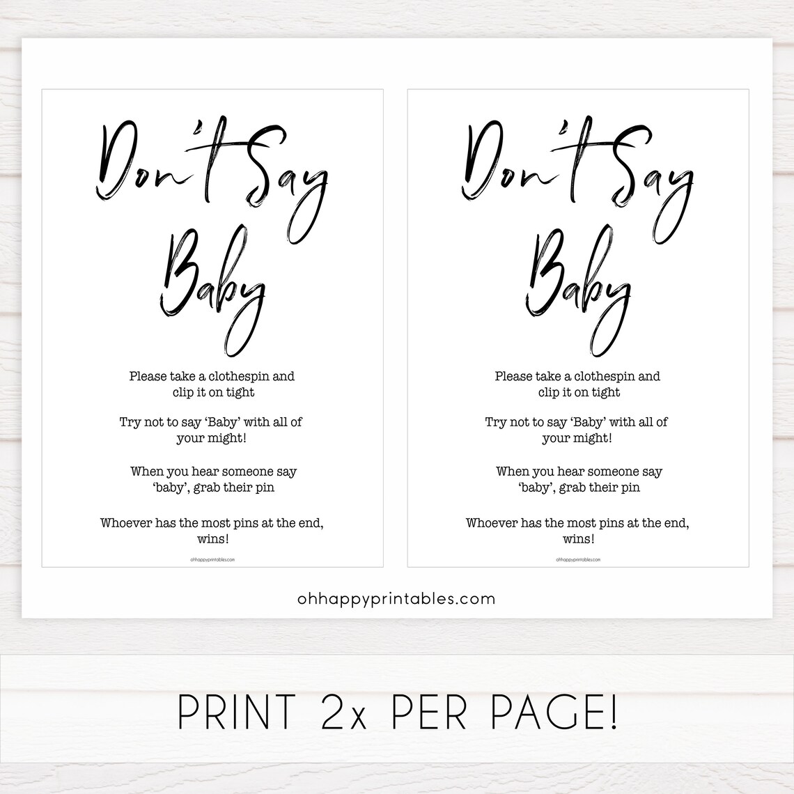 Dont Say Baby Game Printable Baby Shower Games Don't Say - Etsy