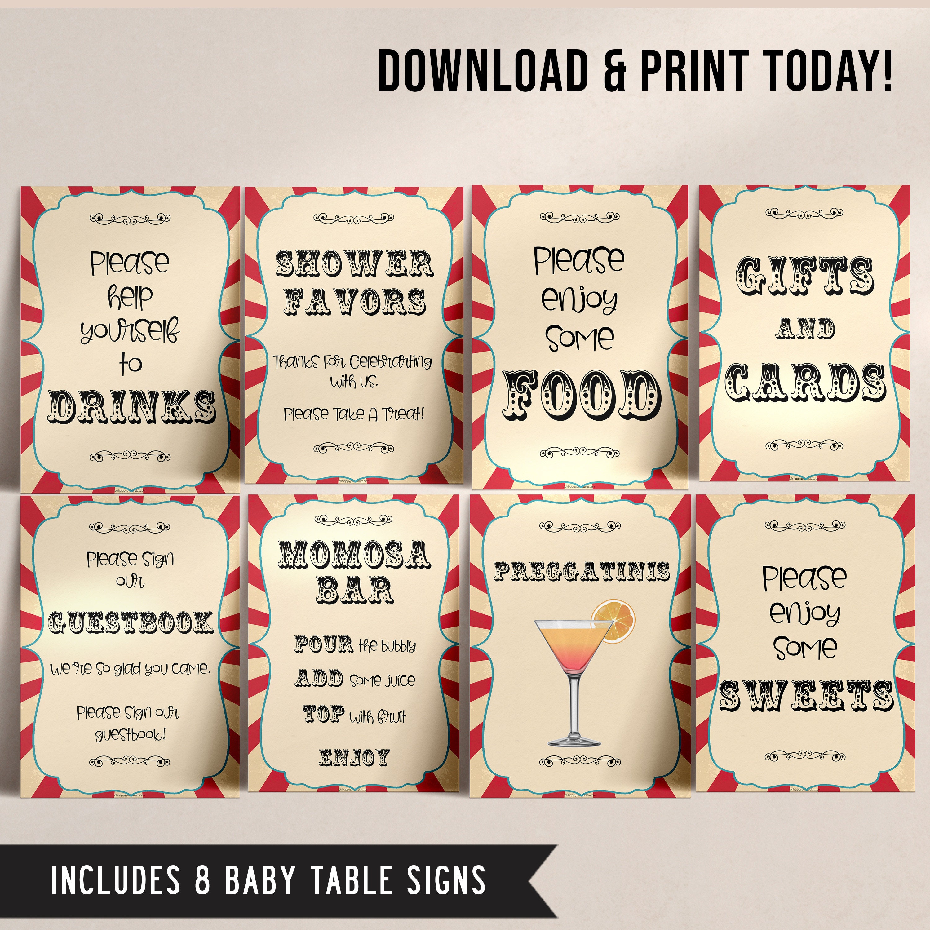 Sign The Onesie - Circus Printable Baby Games – OhHappyPrintables