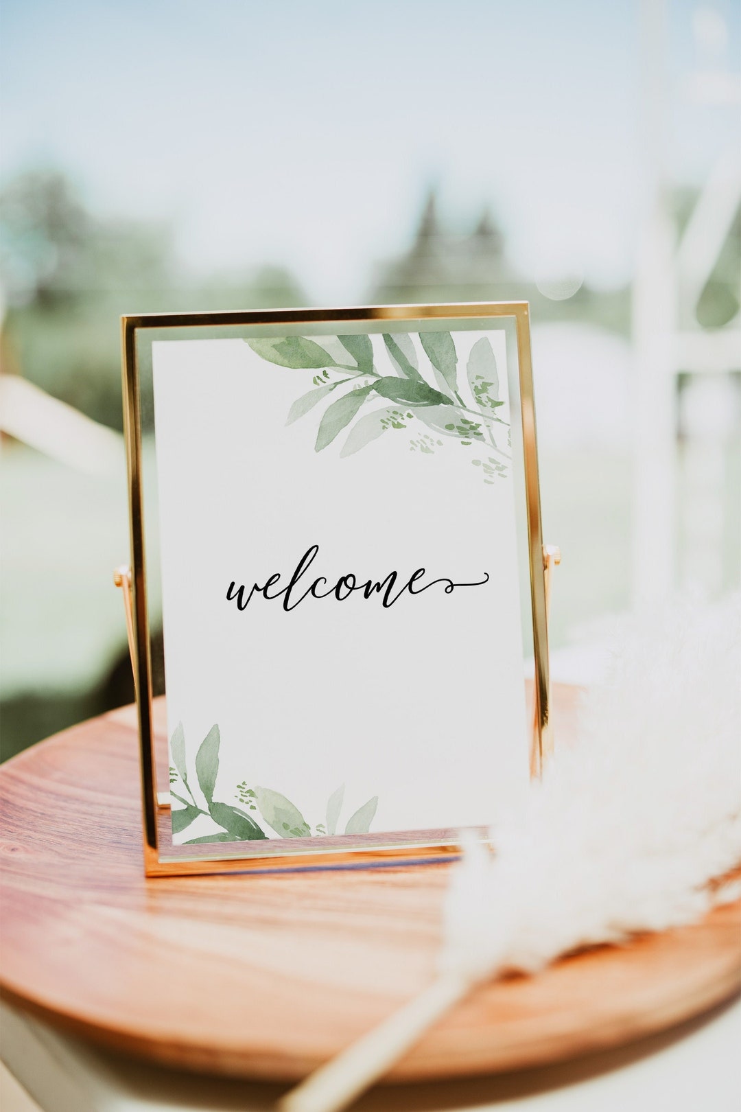 Greenery Welcome Sign, Printable Welcome Sign, Welcome Table Sign ...