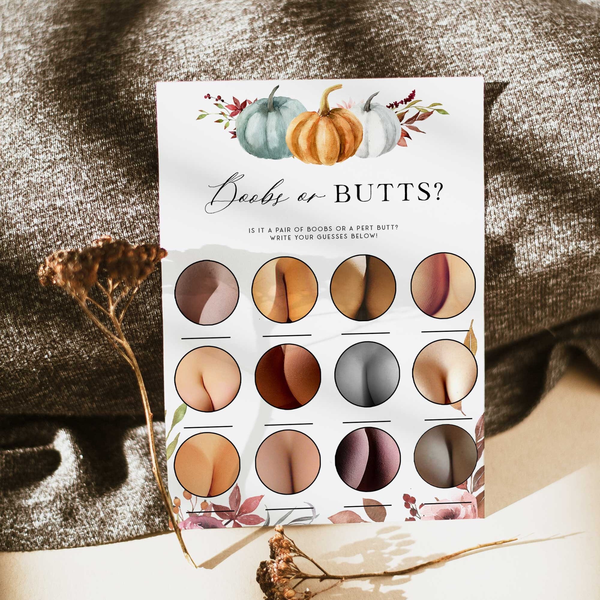 LITTLE PUMPKIN Juego de baby shower de tetas o traseros, juegos de baby  shower imprimibles, baby shower de calabaza de otoño, juego de tetas o  traseros, juegos para bebés PM1 - Etsy