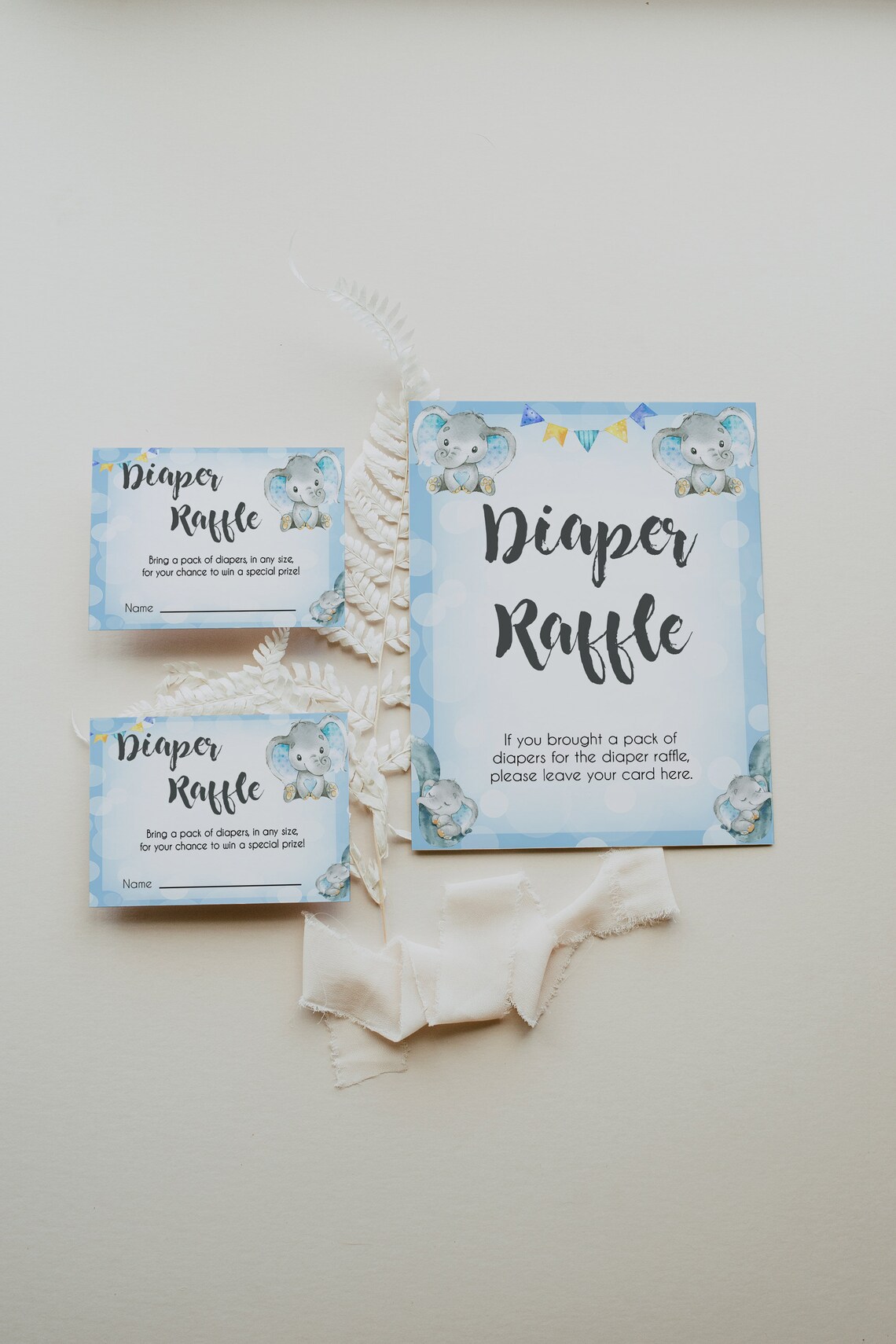 Blue Elephant Diaper Raffle Printable Baby Shower Games - Etsy