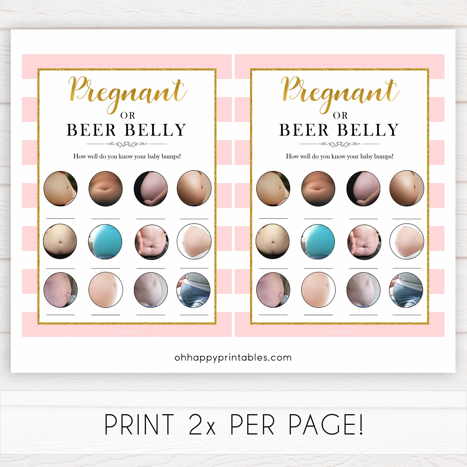 Parisian Pregnant or Beer Belly Game Printable Baby Games | Etsy