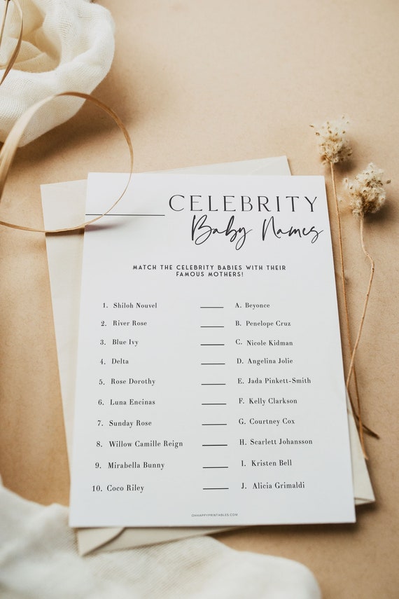 Celebrity Baby Names Game Printable Baby Shower Games Modern | Etsy