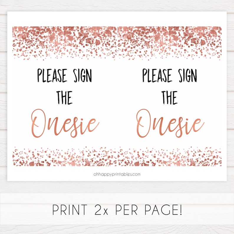 Please Sign the Onesie Sign Printable Baby Shower Games Rose | Etsy