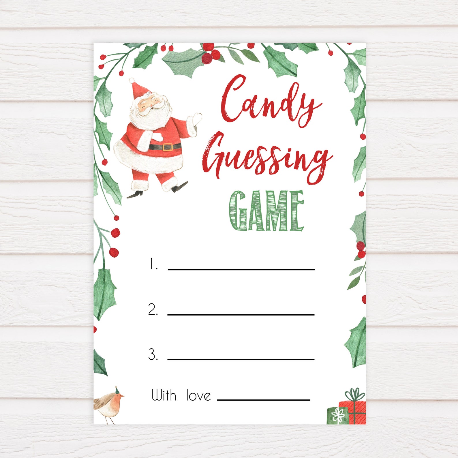 Christmas Candy Guessing Game Printable Baby Games Candy Etsy
