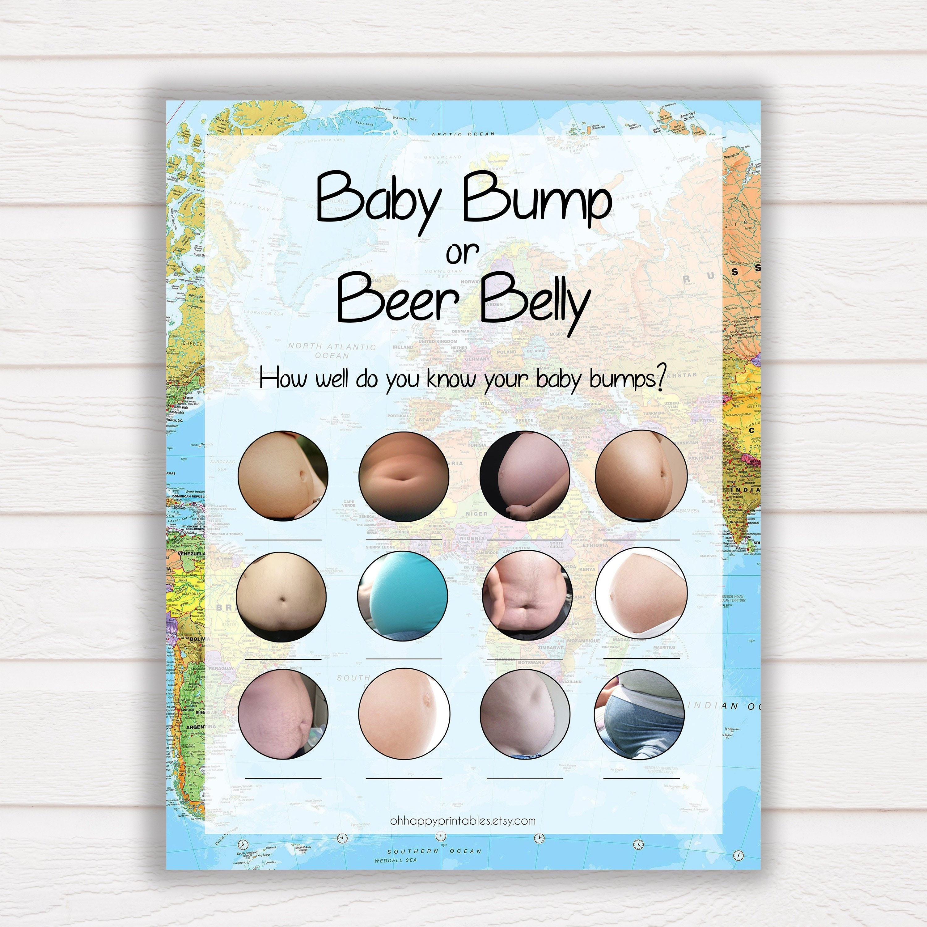 Baby Bump or Beer Belly™ Game Baby Bump Beer Belly Pregnant Etsy