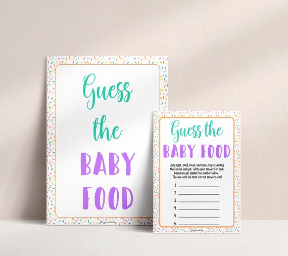 Guess the Baby Food Game Printable Baby Shower Games Baby | Etsy