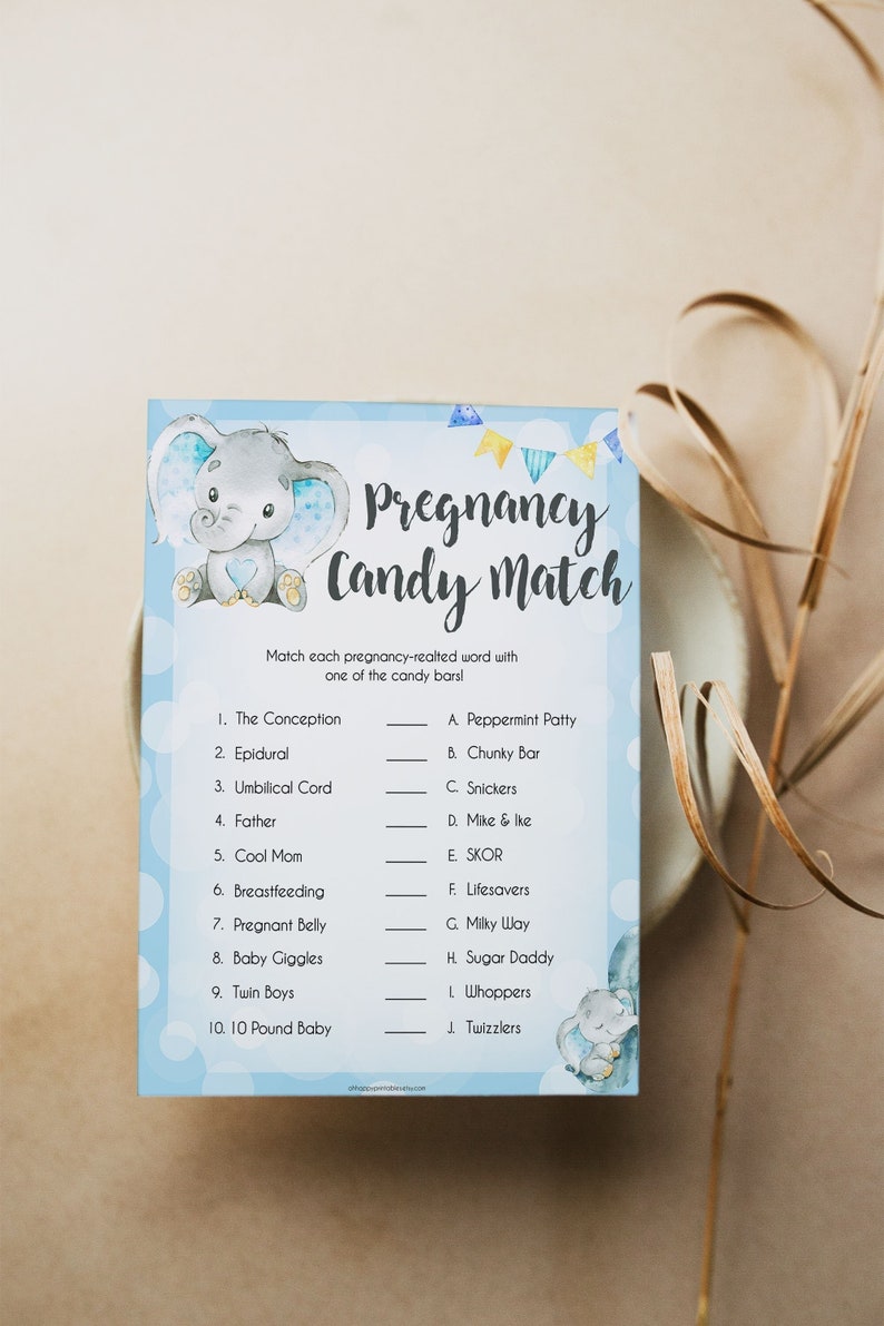 Pregnancy Candy Match Game Printable Baby Shower Games Blue - Etsy
