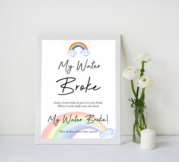 My Waters Broke Baby Shower Game - Rainbow Printable Baby Games