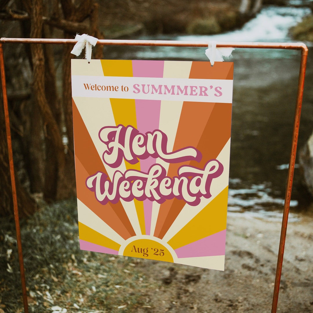 WOODSTOCK Festival Hen Party Welcome Sign Retro Festival Hen - Etsy