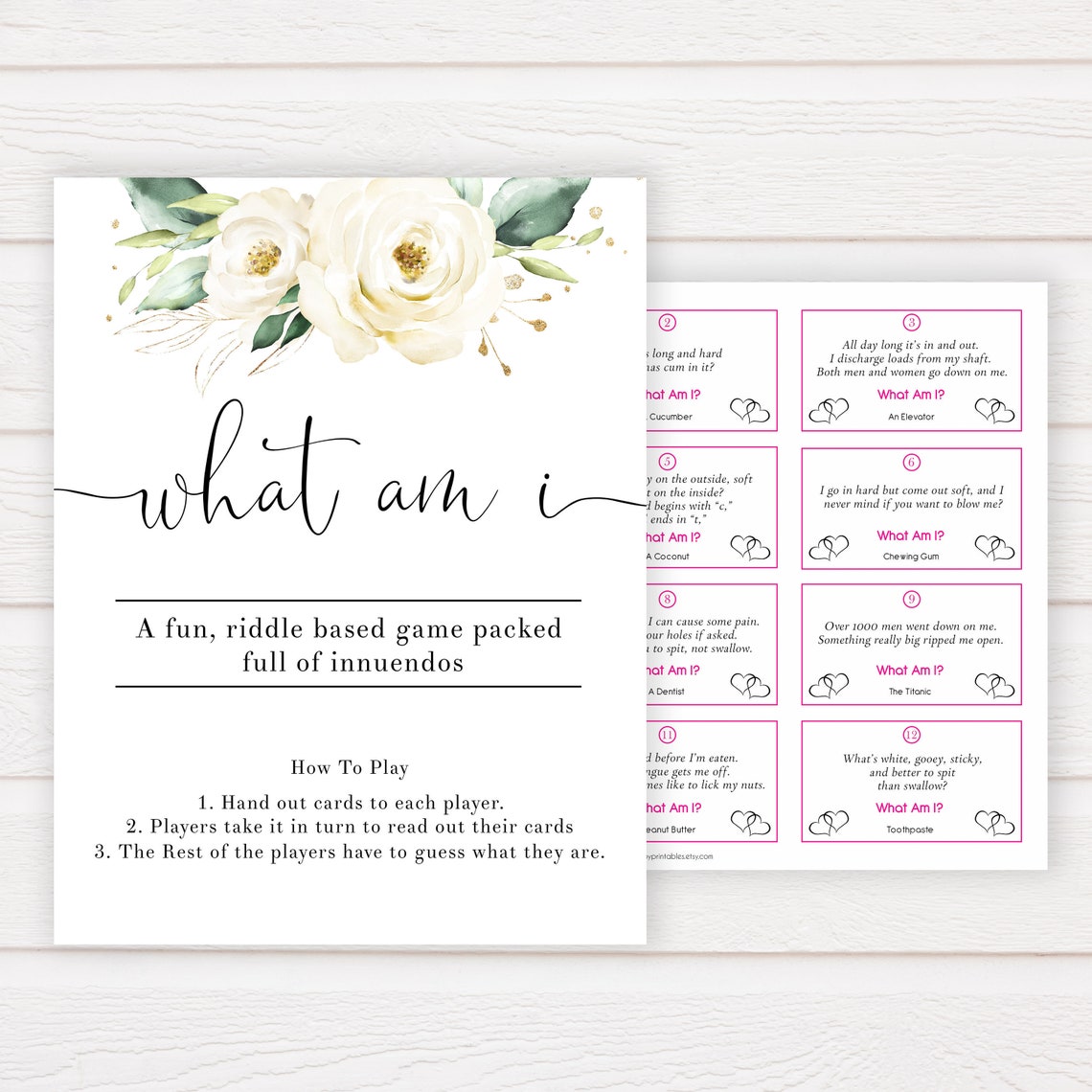 24 What Am I Innuendo Baby Shower Games Innuendo Riddle White Etsy