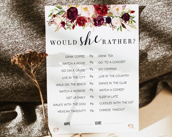 Dirty Would She Rather Rude Bachelorette Game Bachelorette - Etsy