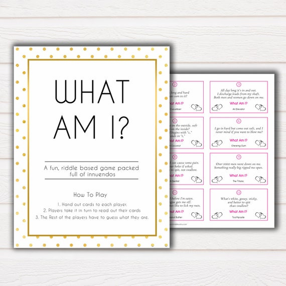 24 What Am I Innuendo Baby Shower Games Innuendo Riddle Gold Etsy