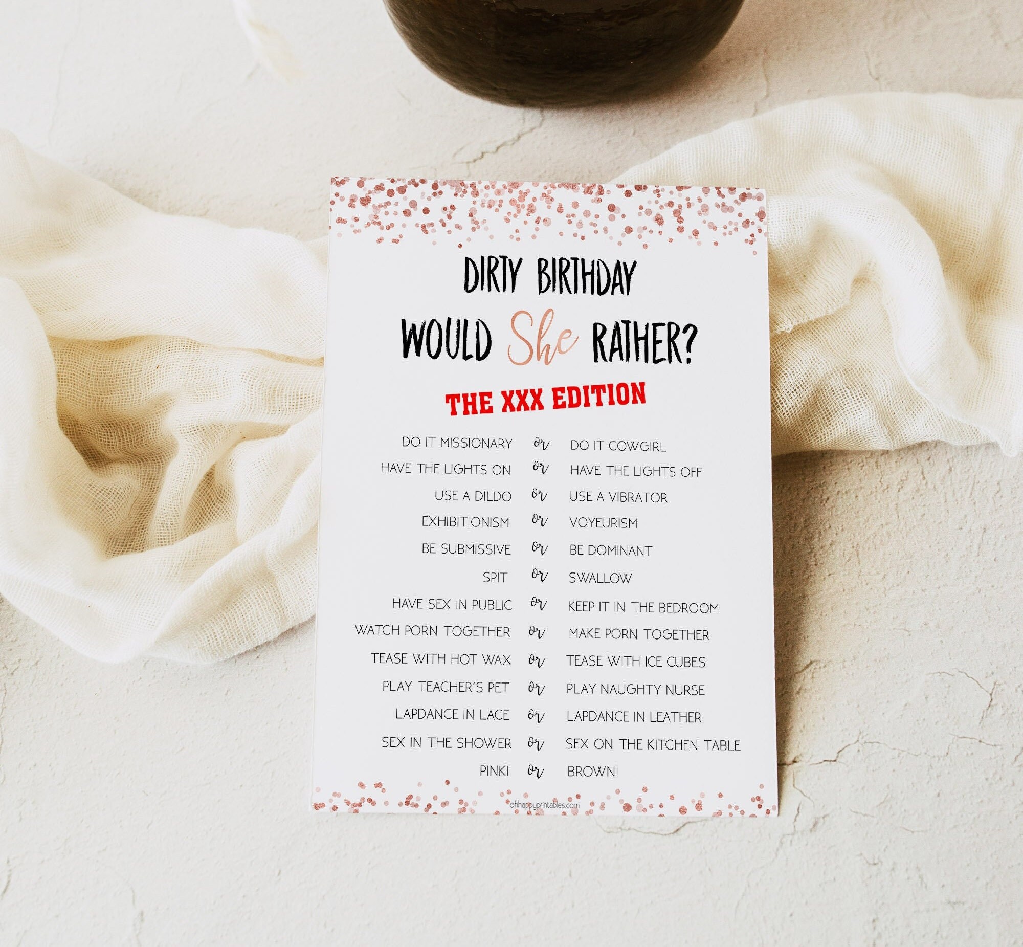 DIRTY Would She Rather Adult Birthday Games Would She Rather - Etsy New  Zealand